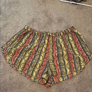 EARTHBOUND Red and Yellow Athletic Shorts with Elastic Waistband